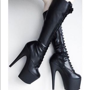 Pleaser Black Matte  knee high Boots